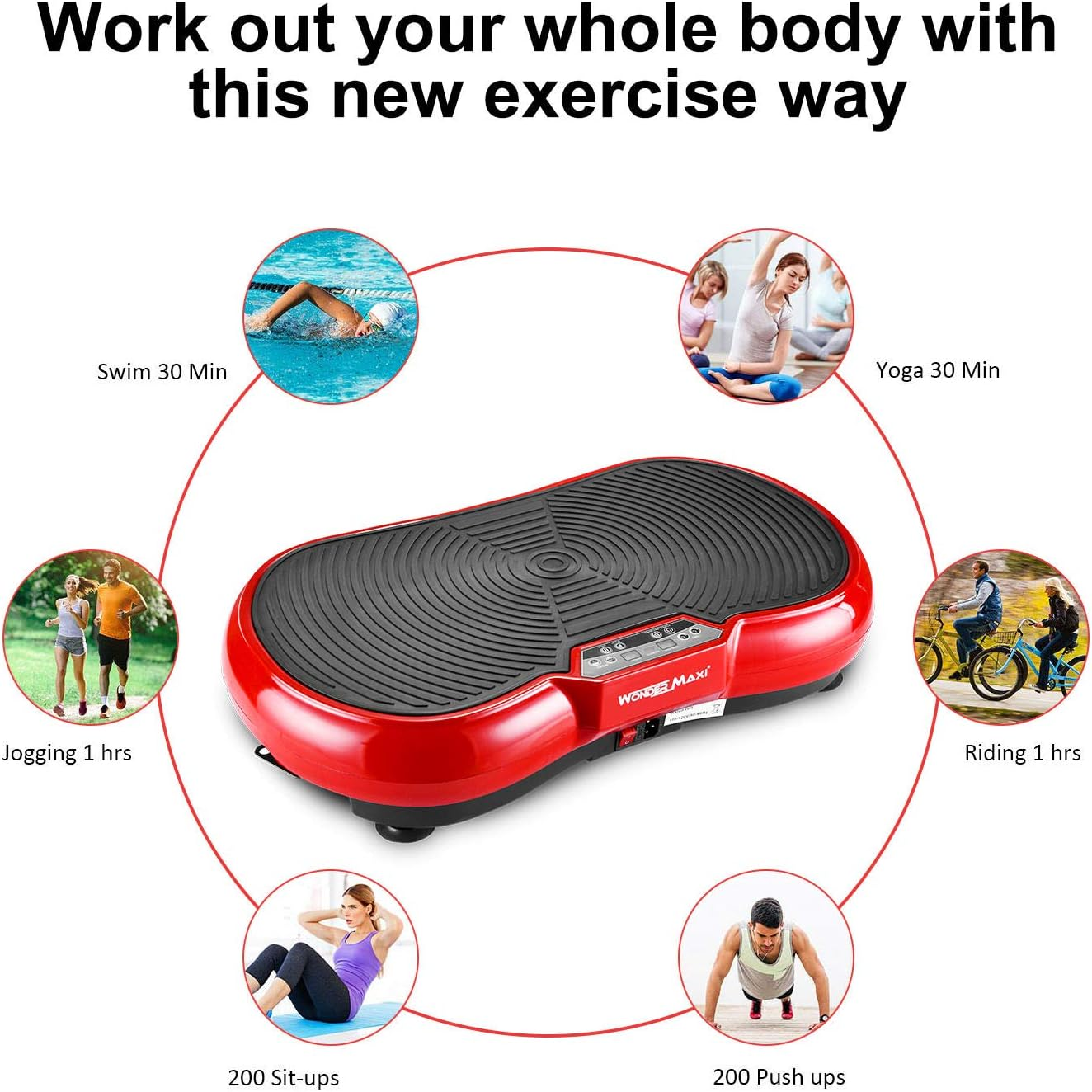 Vibration Plate Machine, Whole Body Fitness Vibration Platform with Remote Control and Resistance Bands for Weight Loss Toning