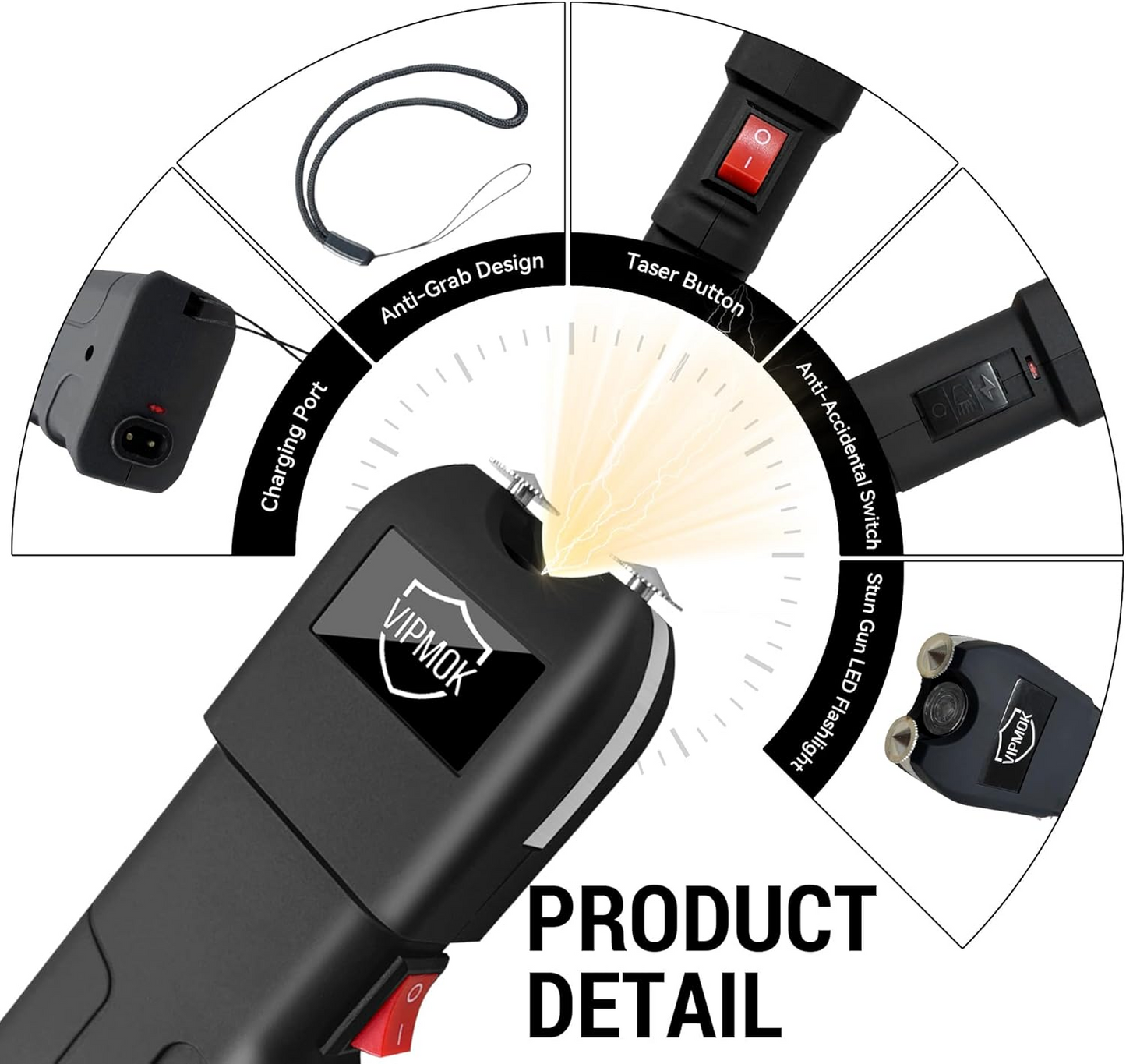 2 in 1 Stun Gun with LED Flashlight Personal Protection Device 180000W