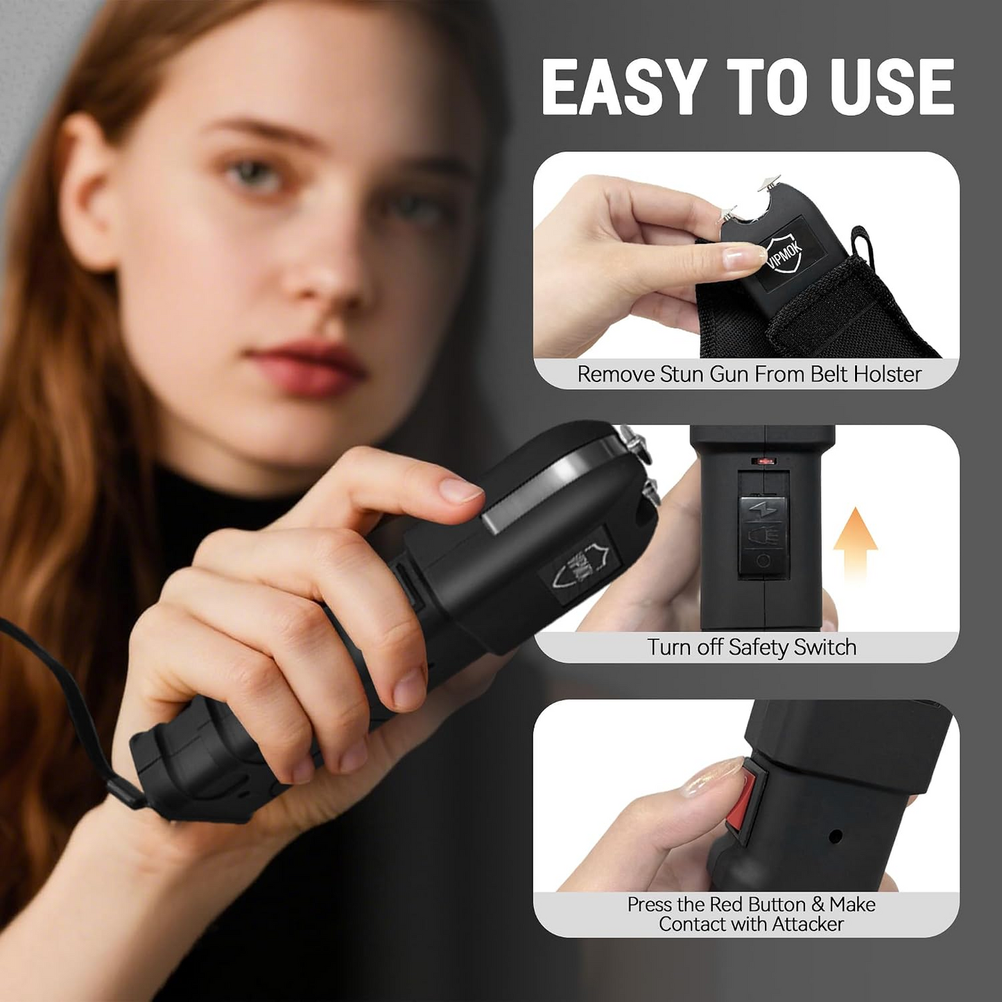 2 in 1 Stun Gun with LED Flashlight Personal Protection Device 180000W