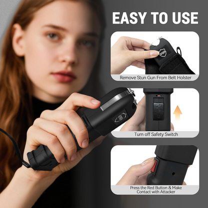 2 in 1 Stun Gun with LED Flashlight Personal Protection Device 180000W