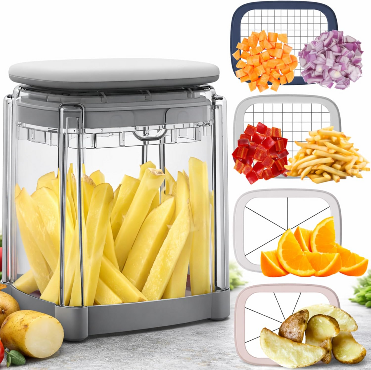 3 in 1  Manual Vegetable Chopper & Potato Cutter