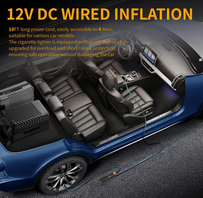 Tire Inflator Portable Air Compressor - Air Pump for Car Tires with Tire Pressure Gauge