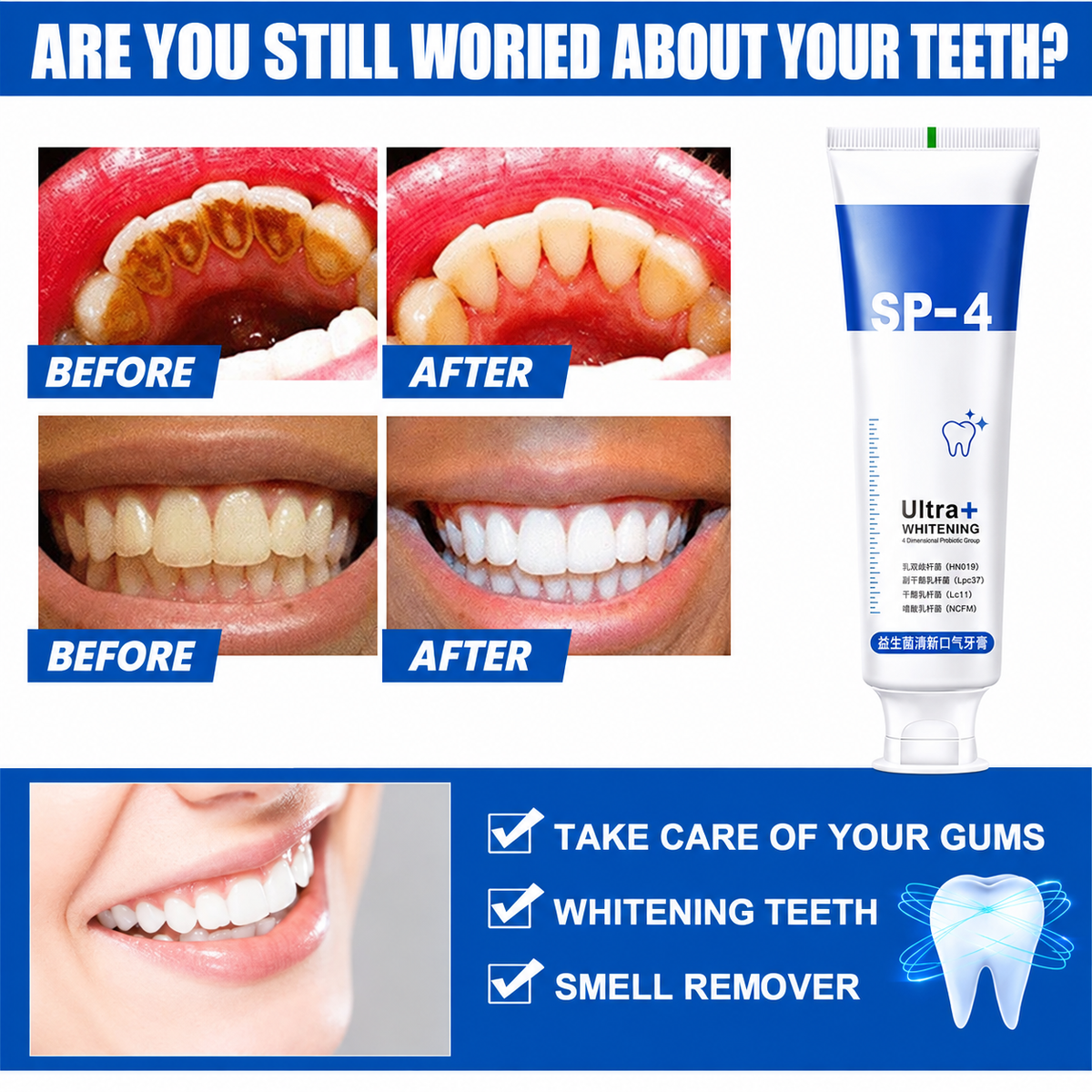 Ultra+ Whitening Toothpaste Brightening & Stain Removal