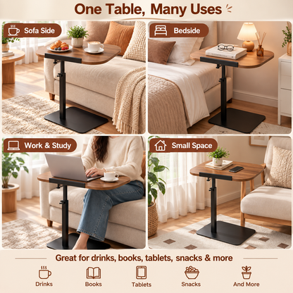 Adjustable C-Shaped Side Table – 360° Swivel Laptop Table