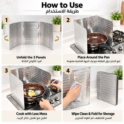 Splatter Guards | Splash Guard for Stove Top | 3 Sided Oil Splatter Guard |for Frying Stove Splatter Guard Anti Oil Barrier Nonstick Aluminum Foil Shield Guard for Kitchen Cooking Guard