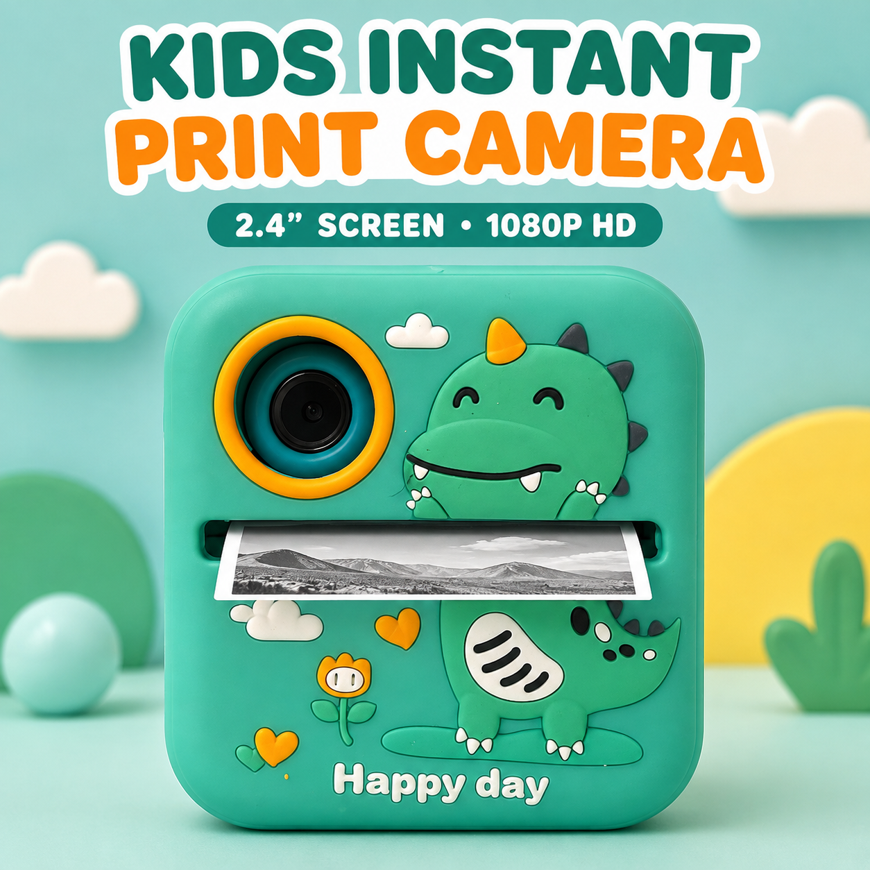 Kids Instant Print Camera with 2.4" Screen, 1080P HD
