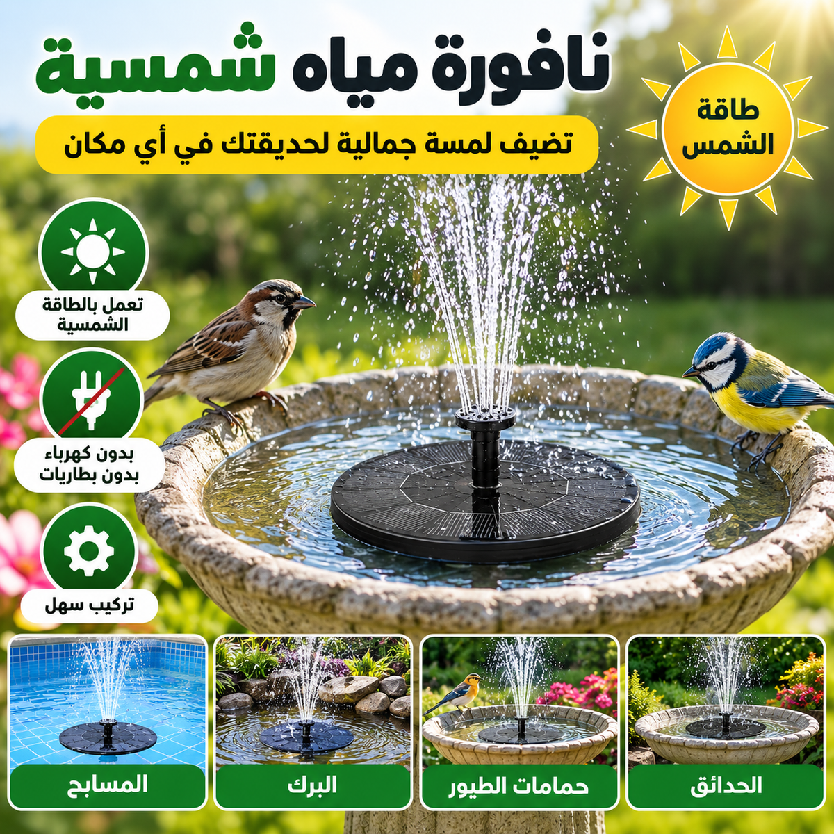 Solar Bird Bath Water Fountain Pump