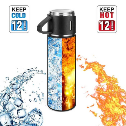 Thermos With Cups Double Wall Stainless Steel 500ml Vacuum Flask