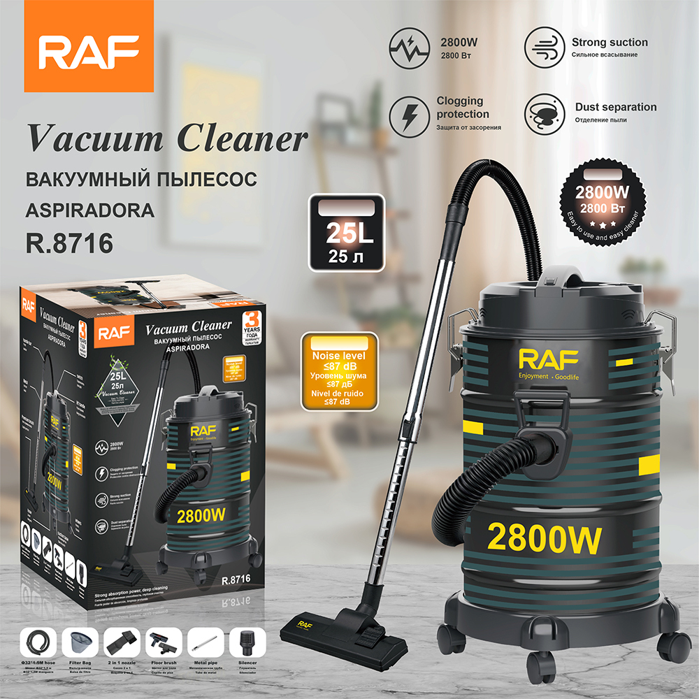 RAF 25L Vacuum Cleaner – 2800W Powerful Wet & Dry Cleaning R8716