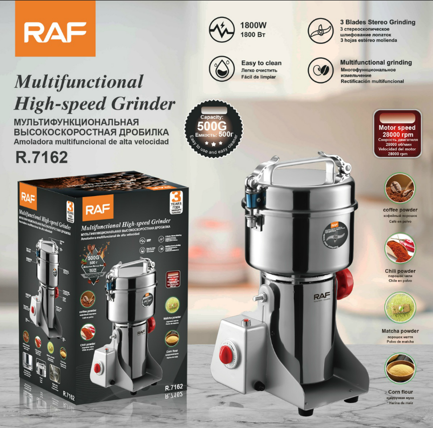 RAF 500g Grain & Coffee Electric Grinder 1800W R7162