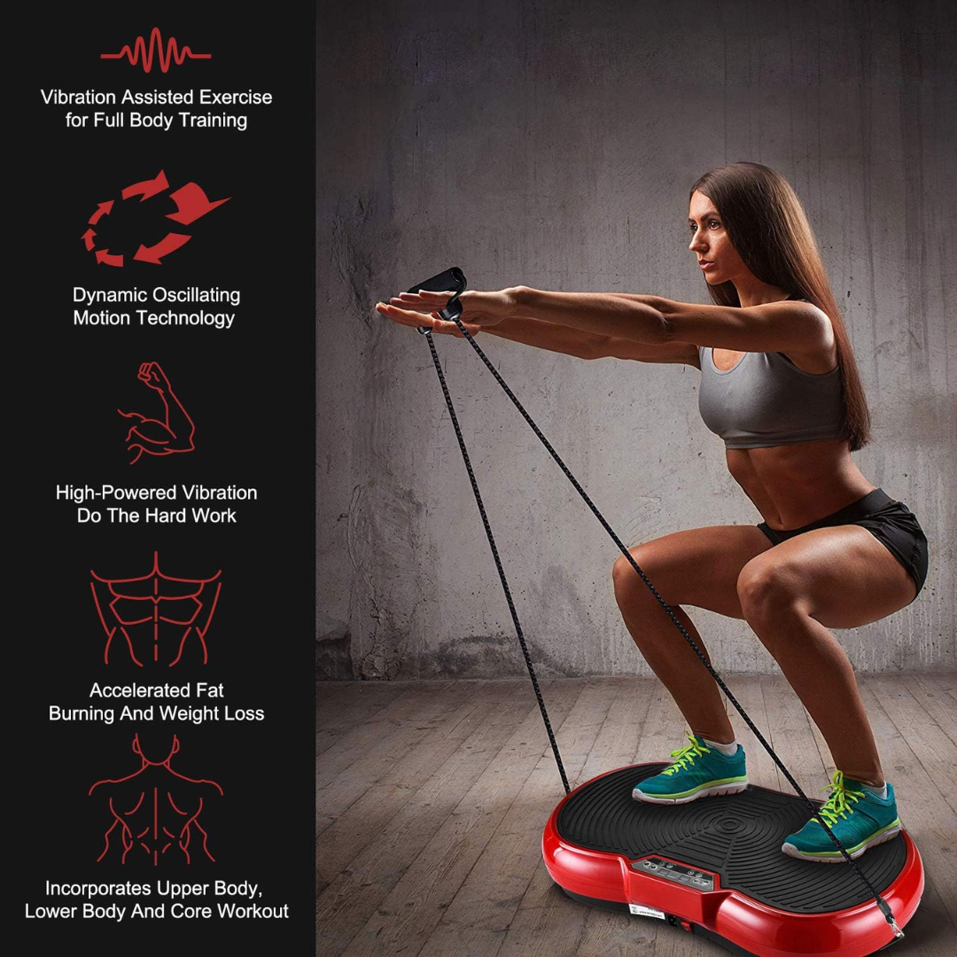 Vibration Plate Machine, Whole Body Fitness Vibration Platform with Remote Control and Resistance Bands for Weight Loss Toning