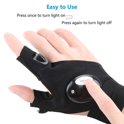 Gloves with Built-in LED Flashlight for Hands-Free Power