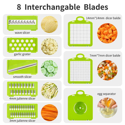 14 Pcs Multifunctional Vegetable Cutter Food Cutter Potato Cutter, Egg Separator Slicer