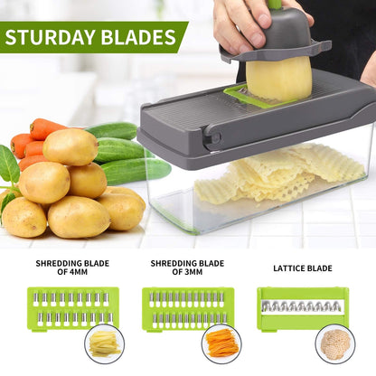 14 Pcs Multifunctional Vegetable Cutter Food Cutter Potato Cutter, Egg Separator Slicer