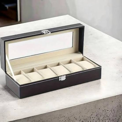 Watch Organizer and Accessories Premium Leather and Clear Cover Gift