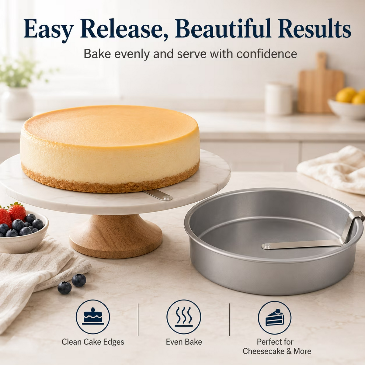Round Cake Pan Metal Nonstick - Fast Release Baking Pan