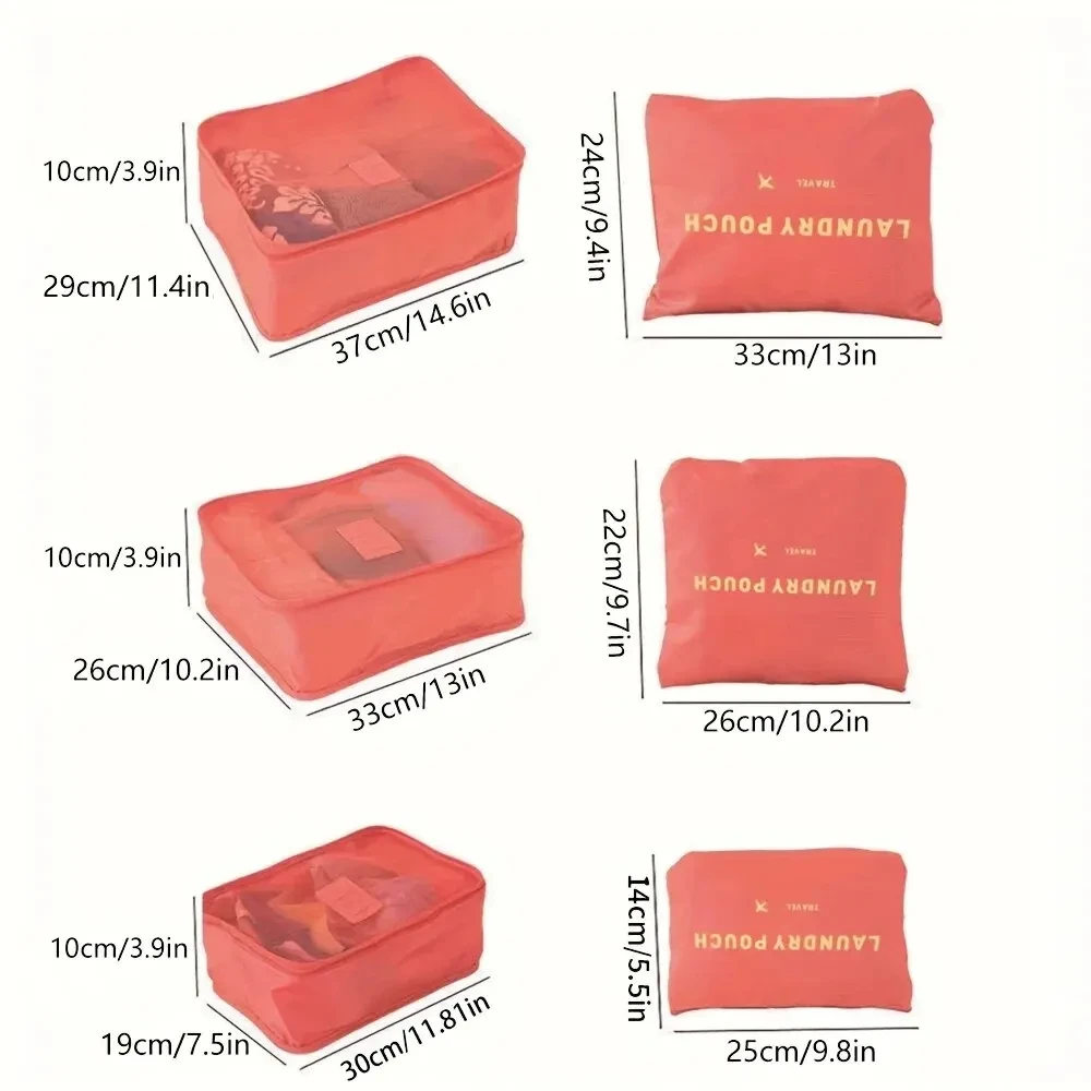 6-Piece Travel Packing Cubes Set – Foldable Luggage Organizer Bags