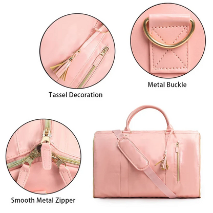 8 in 1 Travel Storage Bag, Leather Travel Duffel Bag with Shoulder Strap