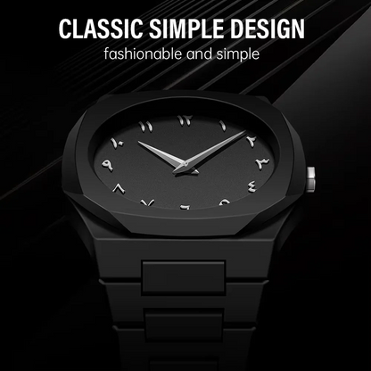 Bold Black Watch Arabic Dial Quartz