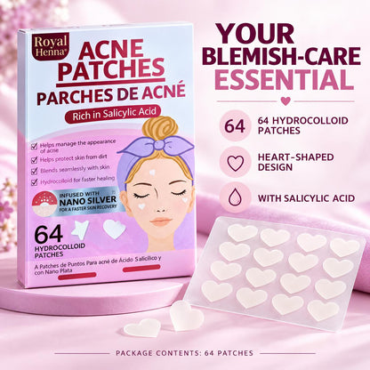 Heart-Shaped Hydrocolloid Acne Patches with Salicylic Acid – 64 Pieces