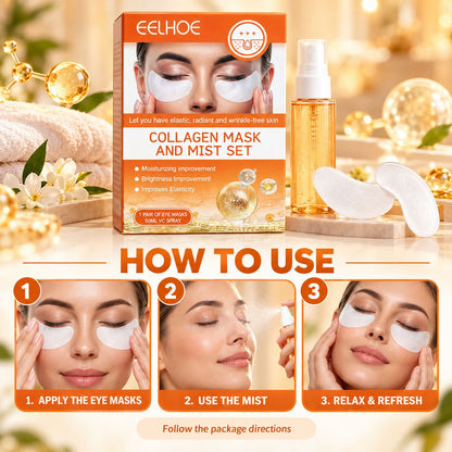 EELHOE Collagen Eye Mask & Vitamin C Mist Set – 1 Pair + 50ml