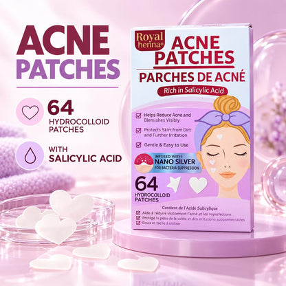 Heart-Shaped Hydrocolloid Acne Patches with Salicylic Acid – 64 Pieces