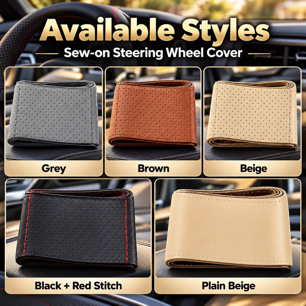 Car Stitch Leather Steering Wheel Cover