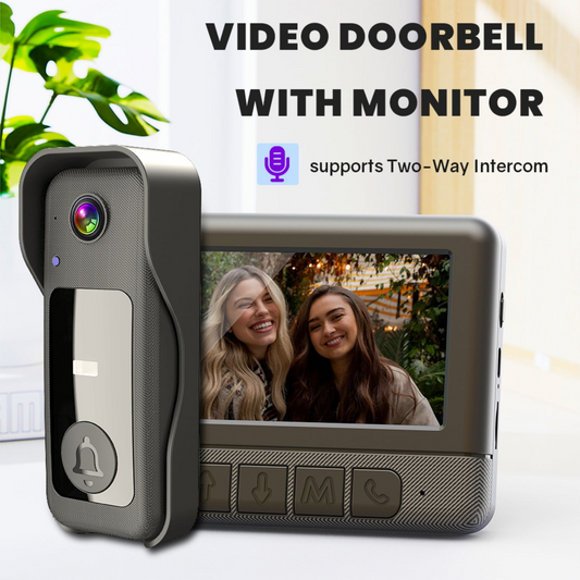 Visual smart doorbell with 4.3-inch color display, 0.3 megapixel camera for home security