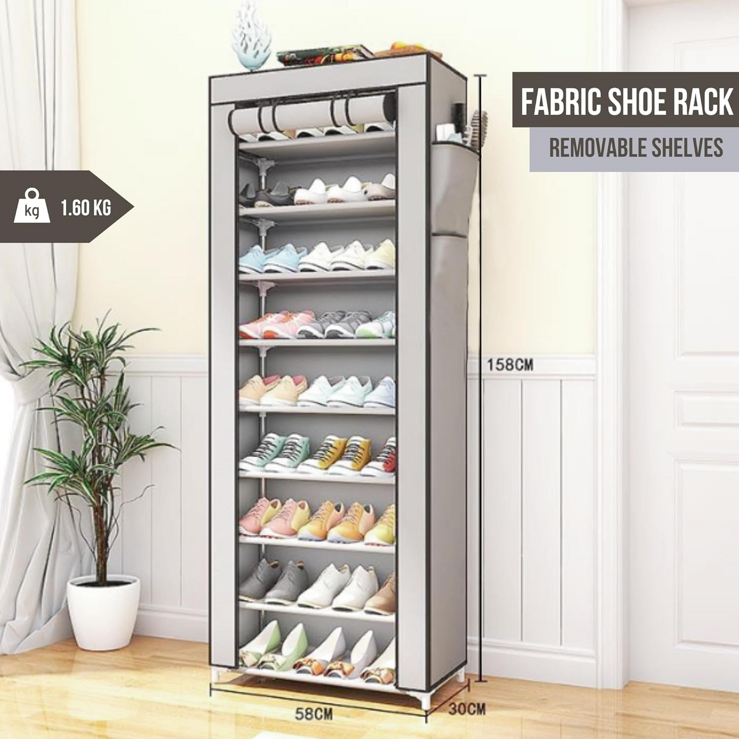 Shoe rack 10 Tier Shoes Rack Organiser with Dustproof Cover