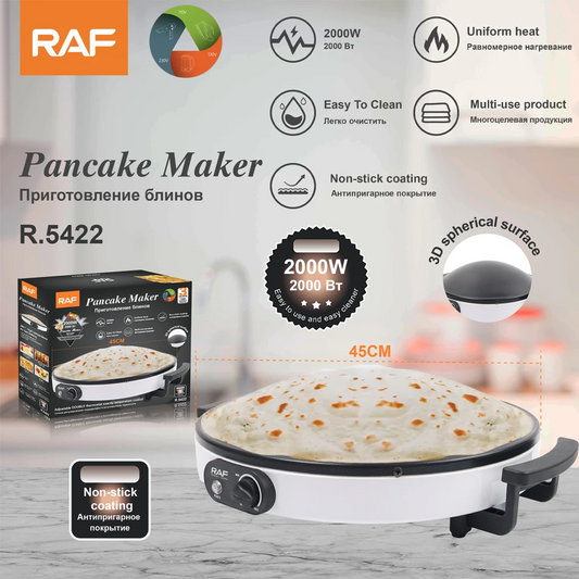 RAF 2000w Electric Saj Maker Crepe and Pancake Maker Machine Portable Non-stick Crepe Pizza Maker Automatic