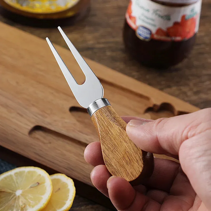 a Wood Cheese Board and Knife Set: Charcuterie Serving Platter for Meat, Cheese, Crackers