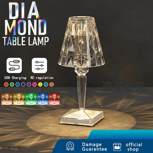 LED Diamond Crystal Magic Lamp Projection Night Lights Touch Control