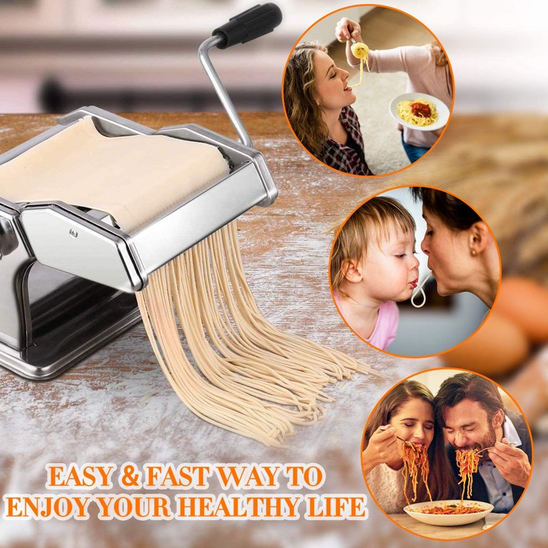 Pasta Maker Machine, Stainless Steel Noodle Spaghetti Machine with 8 Adjustable Thickness Settings Pasta