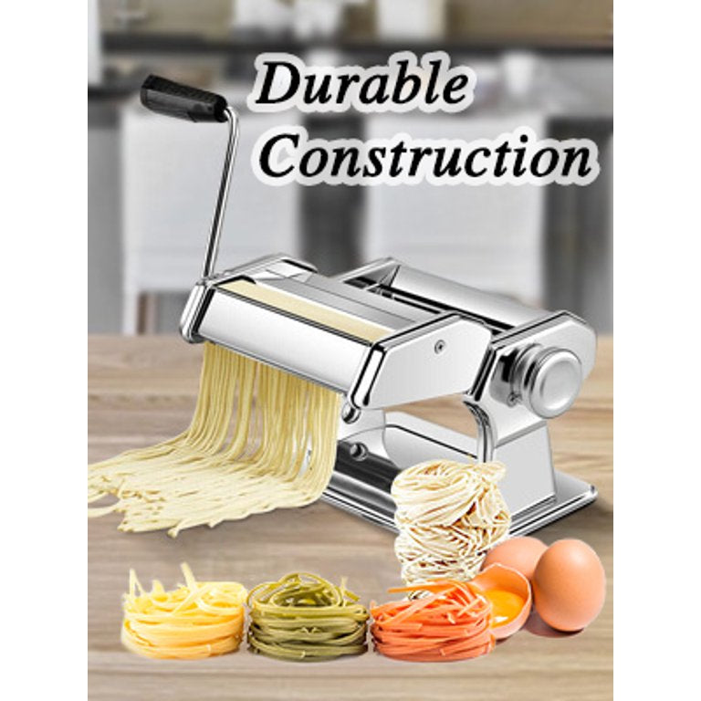 Pasta Maker Machine, Stainless Steel Noodle Spaghetti Machine with 8 Adjustable Thickness Settings Pasta