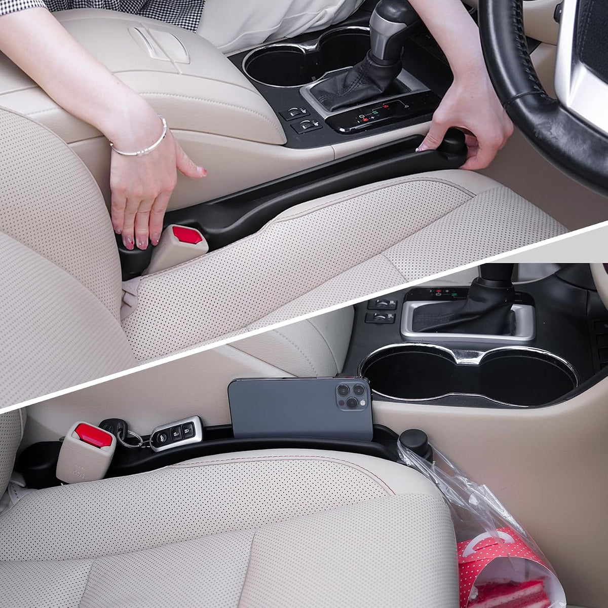 Car Seat Gap Filler, Additional Pocket for Small Items and Phone, 2 Pack