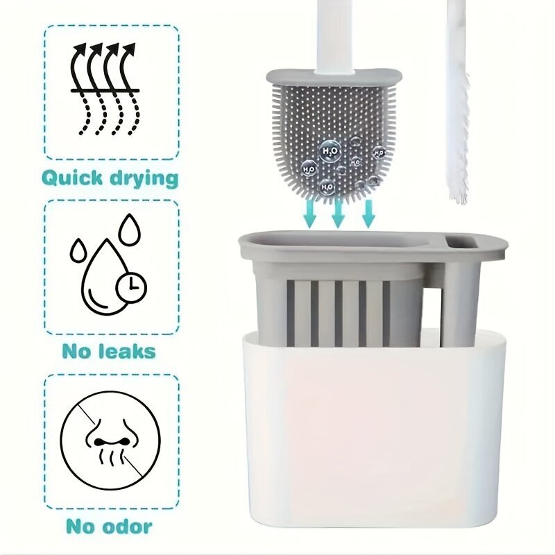 3 in 1 Silicone Toilet Brush with Holder
