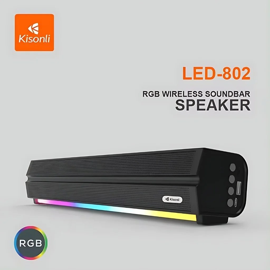 Kisonli LED-802 RGB Wireless Bluetooth Speaker 5.3 Retro Sound bar ...